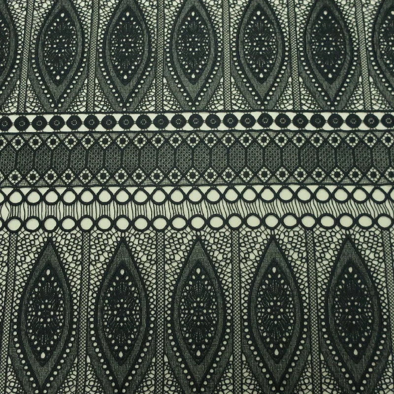 Weekend Special Black Abstract Embroidered Guipure Fabric