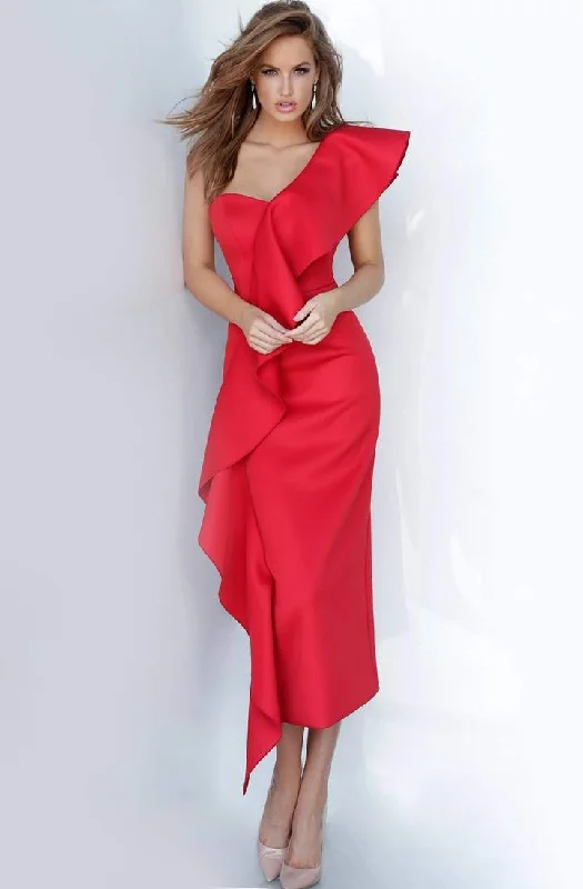 Now or Never Jovani - Draped Ruffle Accented Sheath Dress 02616SC
