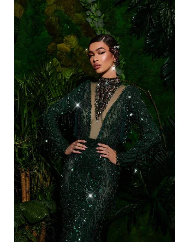 Must-Have Deals Luxury Green Sparkly Evening Gown