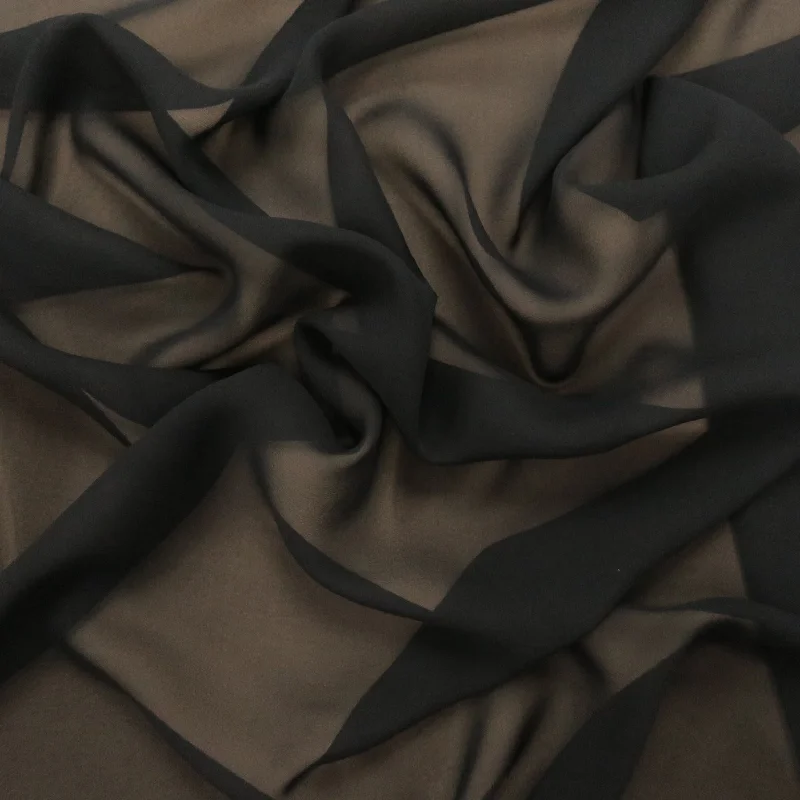 Midnight Madness Silk Georgette Chiffon Fabric 54" Black Solid 10mm 100% Silk
