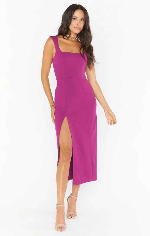 Savings Bonanza Eden Midi Dress ~ Fuchsia Rose Stretch Crepe