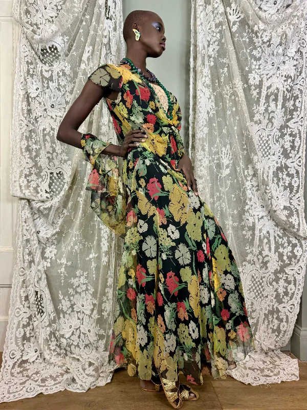 Deal Zone Goghi, 30s Floral chiffon dress and bolero
