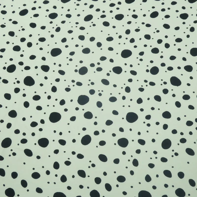 One-DAY Sale Navy Dots on White Background Printed Crepe Fabric