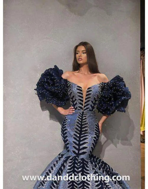Don't Miss Luxury Evening Dress Metallic Blue Black