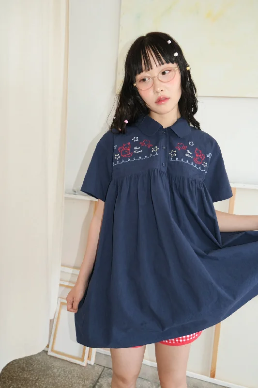 Grand Opening Sale [SHAKIRI] SS 24 BEST FRIEND EMBROIDERY DRESS _NAVY
