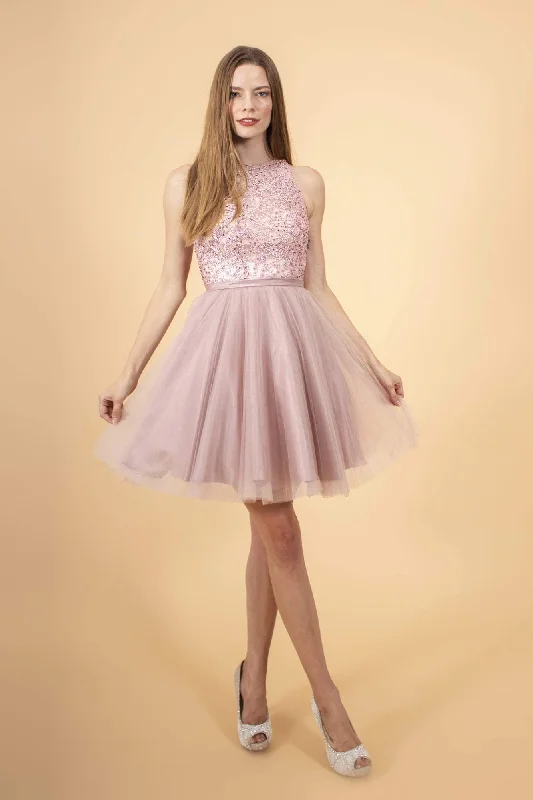 Can't Miss Elizabeth K - GS1610 Embroidered Pleated A-Line Cocktail Dress
