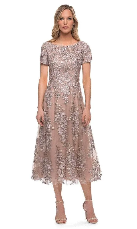 Steals and Deals La Femme - Short Sleeve Floral Formal Dress 29830SC