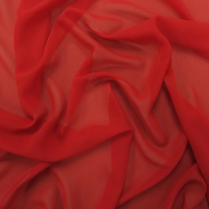 Can't Miss Silk Georgette Chiffon Fabric 54" Red Solid 10mm 100% Silk
