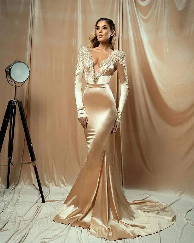 Closeout Beige Velvet Evening Dress