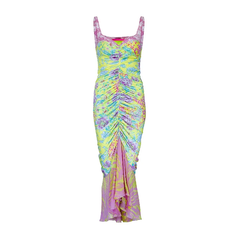 Online Only Y2K Emanuel Ungaro Yellow Floral Print Slip Dress