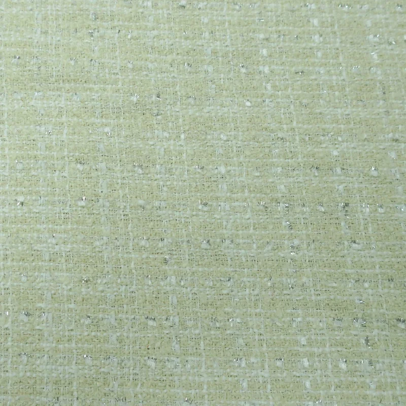 Don't Miss Ivory with White Windowpane and Lurex Silver Thread Tweed Boucle