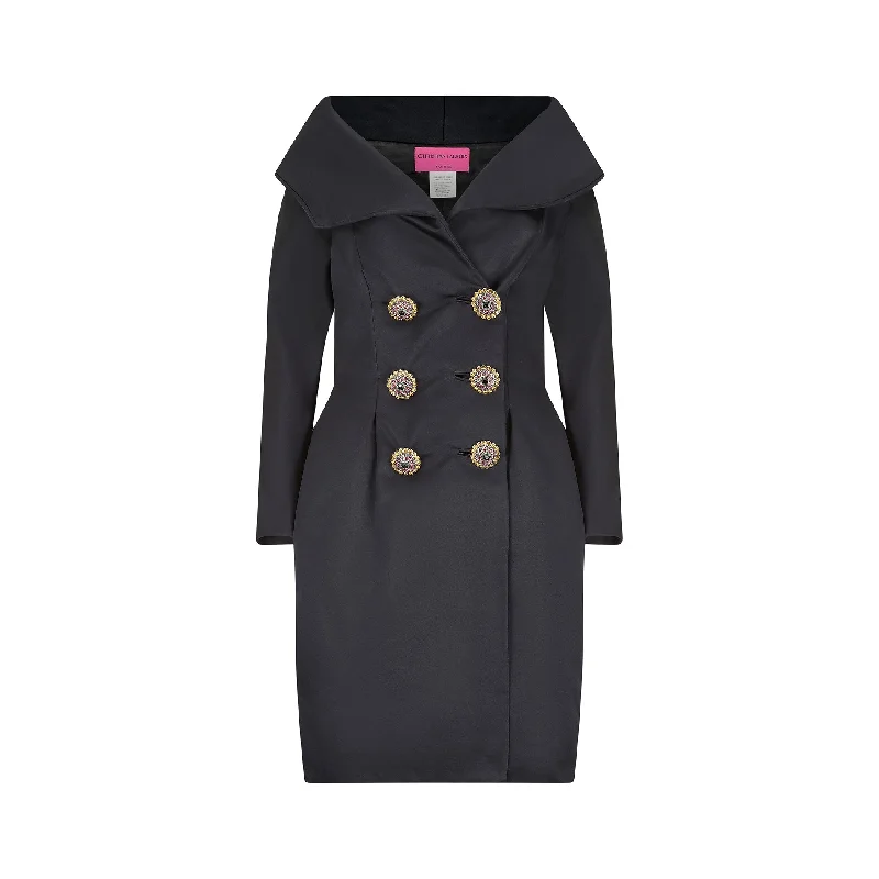 Price Drop 1991 Christian Lacroix Black Dress Jacket with Crystal Buttons