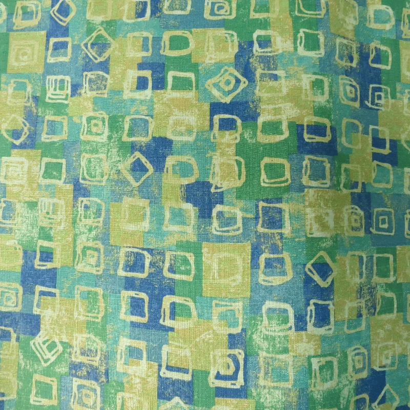 YEAR-End Clearance Multicolored Geometric Squared Synthetic Fabric