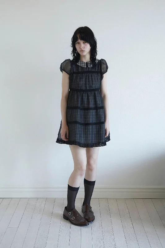 Special Promotion [DARED] SS 24 BABYDOLL DRESS IN BLACK CHECK