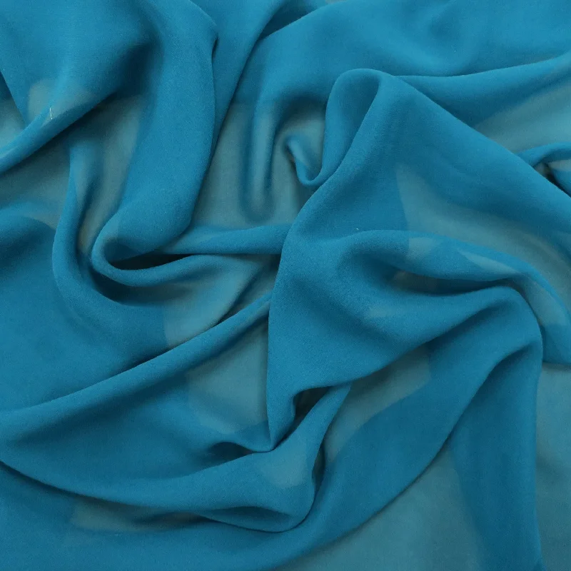 Don't Miss Silk Georgette Chiffon Fabric 54" Teal Solid 10mm 100% Silk