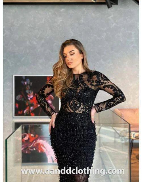 Best Deals Luxury Evening Dress Black with Net