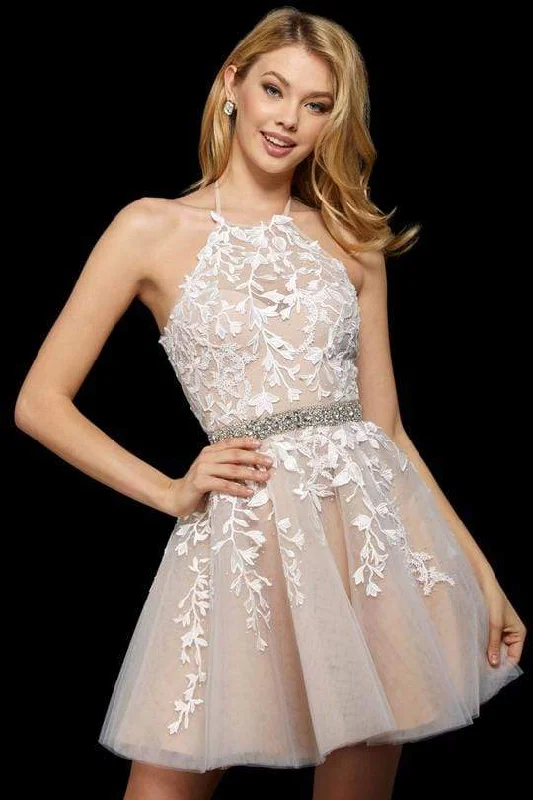 Early Bird Discount Sherri Hill - Embroidered Halter A-Line Cocktail Dress 53153 - 1 pc Blush In Size 12 Available Early Bird Discount Sherri Hill - Embroidered Halter A-Line Cocktail Dress 53153 - 1 pc Blush In Size 12 Available