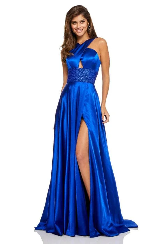 Seasonal Sale Sherri Hill - 52566 Crisscrossed Halter Neck Evening Gown - 1 pc Red In Size 8 Available Seasonal Sale Sherri Hill - 52566 Crisscrossed Halter Neck Evening Gown - 1 pc Red In Size 8 Available