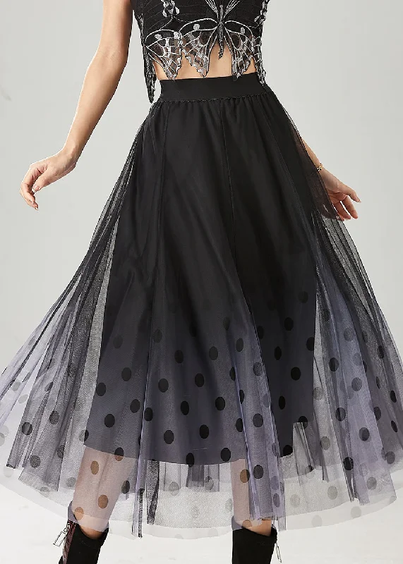 Price Drop Fitted Black Gradient Color Tulle A Line Skirts Summer YU1015