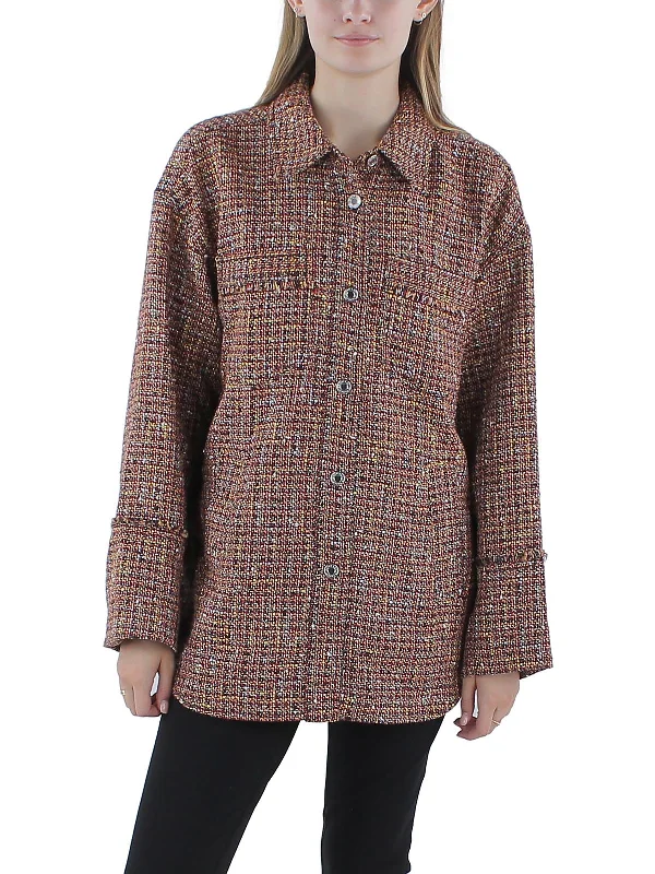 Exclusive Online Offer Aaliyah Womens Tweed Metallic Shirt Jacket