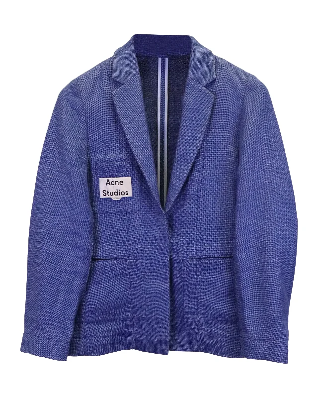 Reduced Prices Acne Studios Logo Patch Blazer in Blue Linen