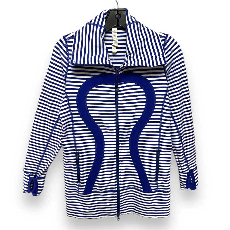 Athletic Jacket By Lululemon In Striped Pattern, Size: 6