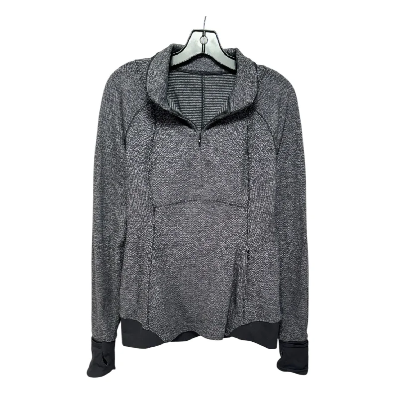 Price Slash Athletic Top Long Sleeve Collar By Lululemon In Black & Grey, Size: 10