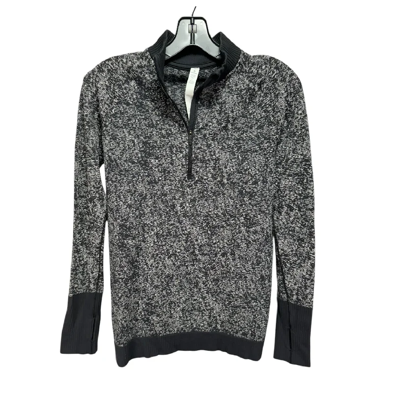 Midnight Sale Athletic Top Long Sleeve Collar By Lululemon In Black & Grey, Size: 6