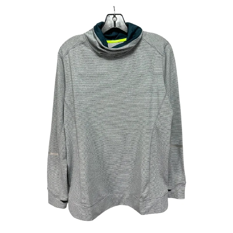 Price Break Athletic Top Long Sleeve Collar By New Balance In Striped Pattern, Size: L