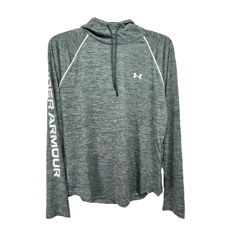 Closeout Athletic Top Long Sleeve Hoodie By Under Armour In Grey, Size: L