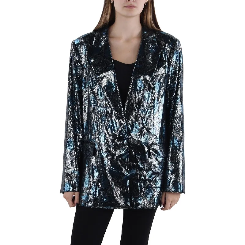 Mega Deal Audrey Womens Sequined Suit Separate One-Button Blazer