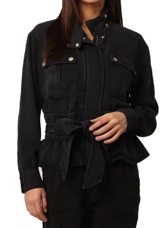 Savings Event Austin Belted Jacket In Black Denim