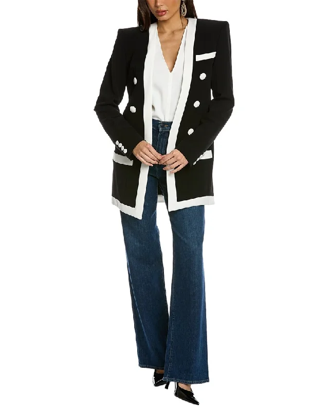 Lowest Prices Balmain Long Collarless 6-Button Crepe Jacket