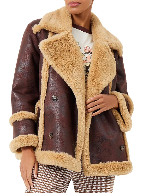 Now or Never Belen Womens Faux Leather Midi Leather Jacket