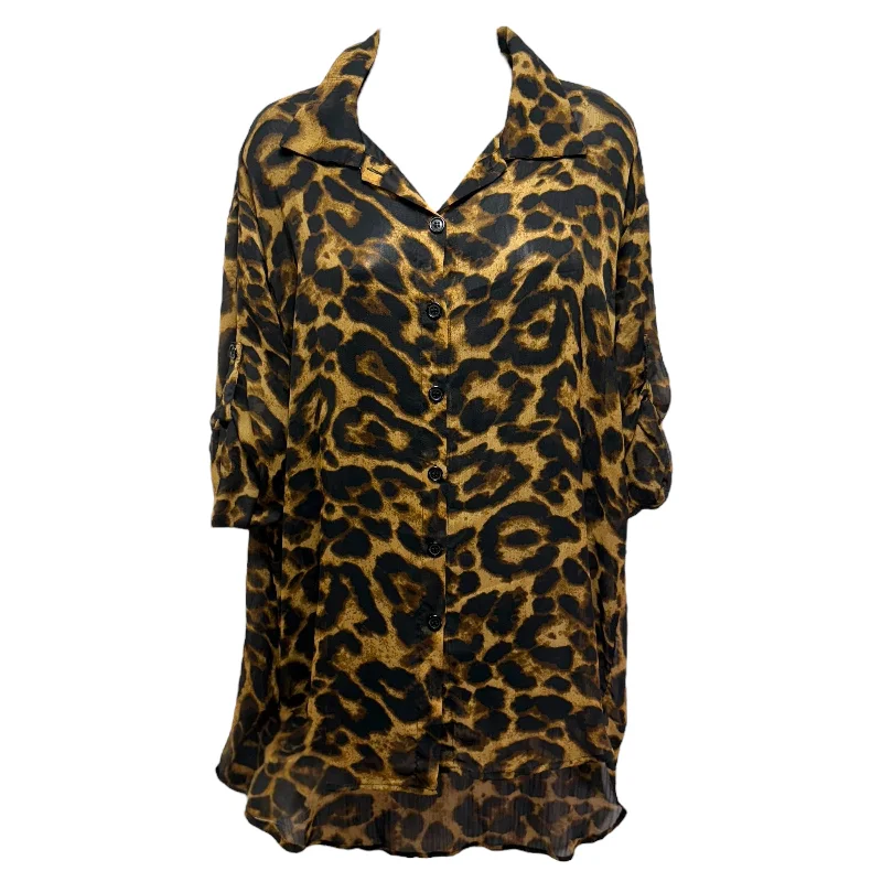 Today’s Deal Button Down Tunic Blouse By Reverse In Animal Print, Size: S