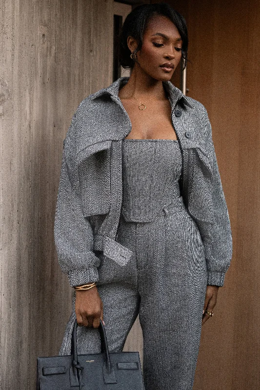 Exclusive Offers Classic Herringbone Bomber Jacket