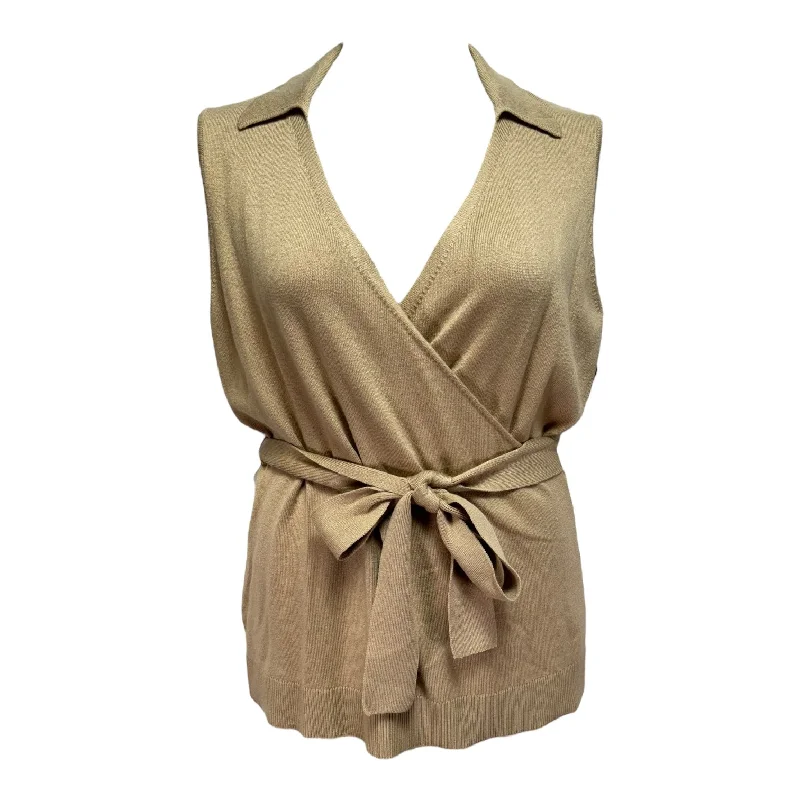 Midnight Madness Collared Tie Sweater Vest By Ann Taylor In Cream, Size: L