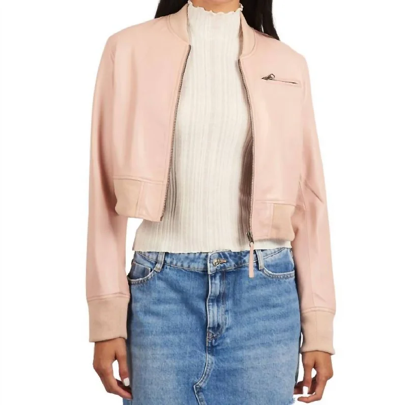Big Discounts Collins Burnished Leather Jacket In Petal