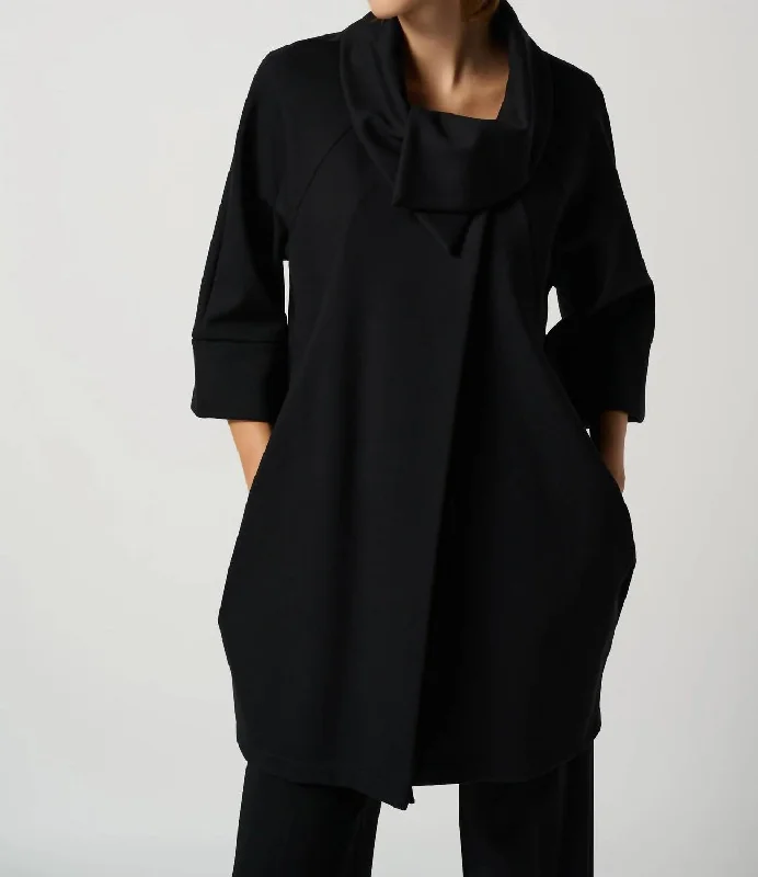 Mega Deal Cowl Neck Coat In Black