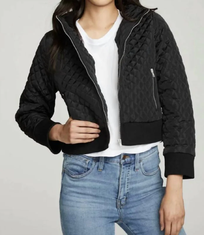 Great Deals Cropped Hooded Jacket With Rib In True Black