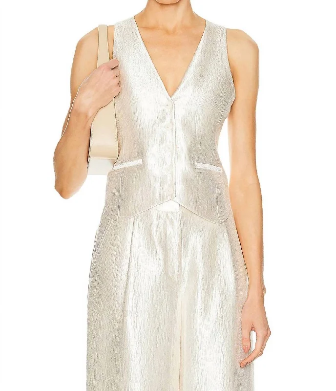Daily Specials Deb Textured Satin Vest In Cream