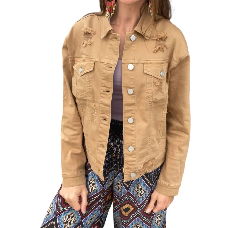 Factory Direct Sale Denim Jacket In Mocha