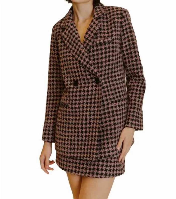 Super Deal Dortha Tweed Blazer In Pink