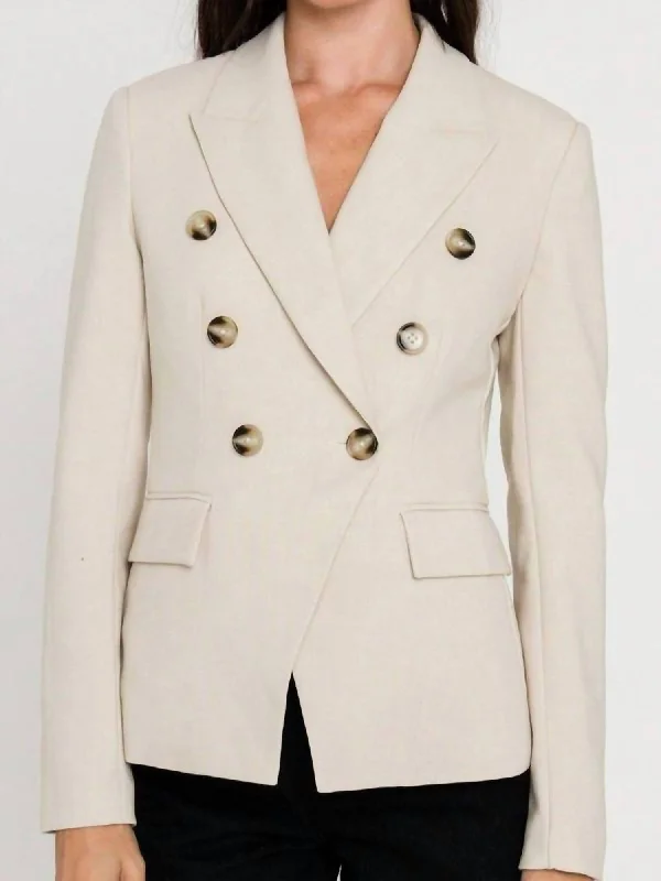 Last Chance Double Breasted Blazer In Beige