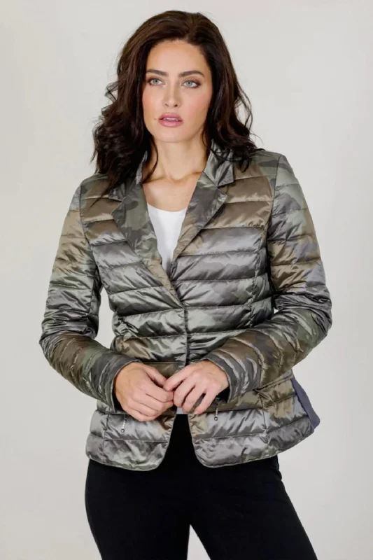 Price Rollback Down Blazer Jacket In Camo Printed