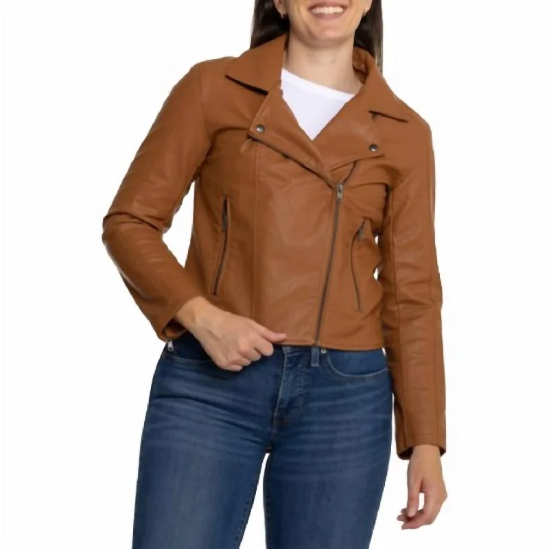 Big Savings Effie Vegan Leather Moto Style Jacket In Spice