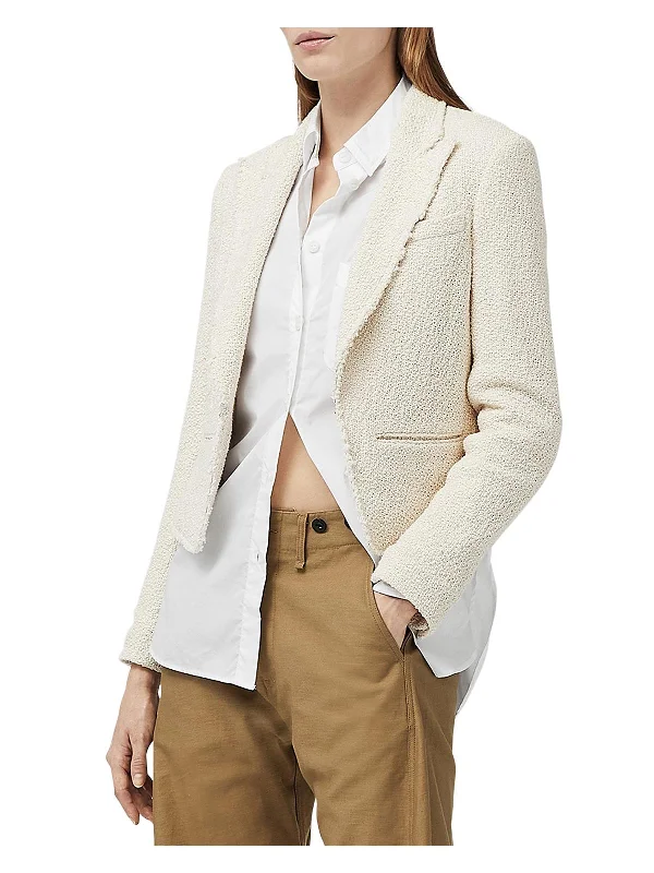 Instant Discount Elle Womens Cotton Tweed Cropped Open-Front Blazer