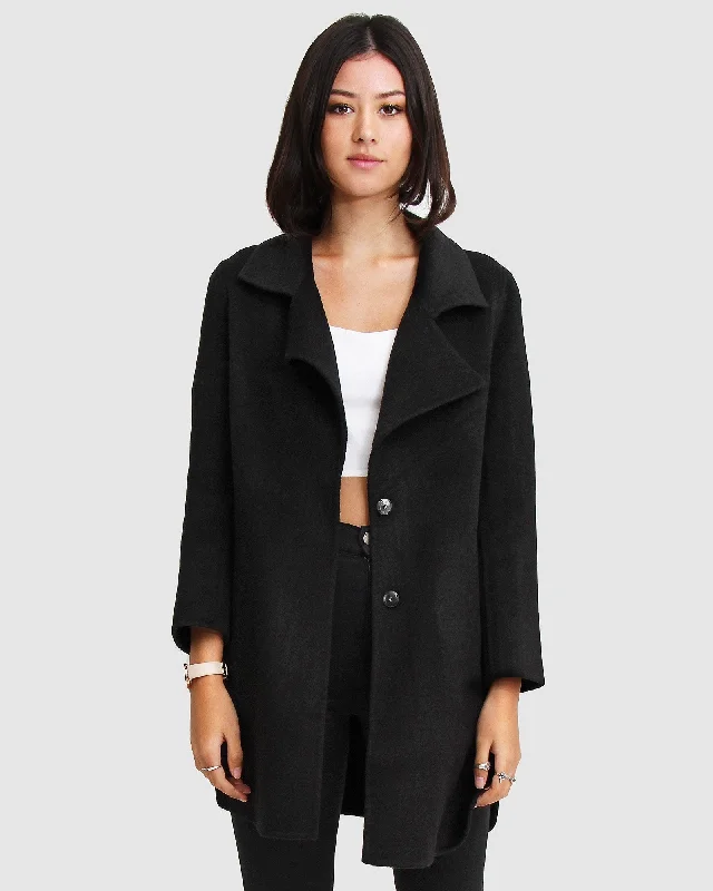 Clearance Sale Ex-Boyfriend  Wool Blend Oversized Jacket - Black