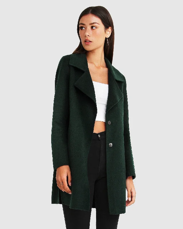 Massive Deals Ex-Boyfriend  Wool Blend Oversized Jacket - Dark Green