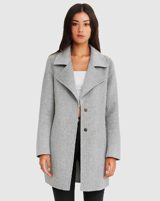 Deal Dash Ex-Boyfriend  Wool Blend Oversized Jacket - Grey Marle